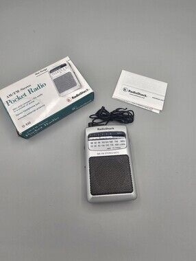 Radio Shack Pocket Radio Slim Design Silver AM FM Analog External Antenna Tested